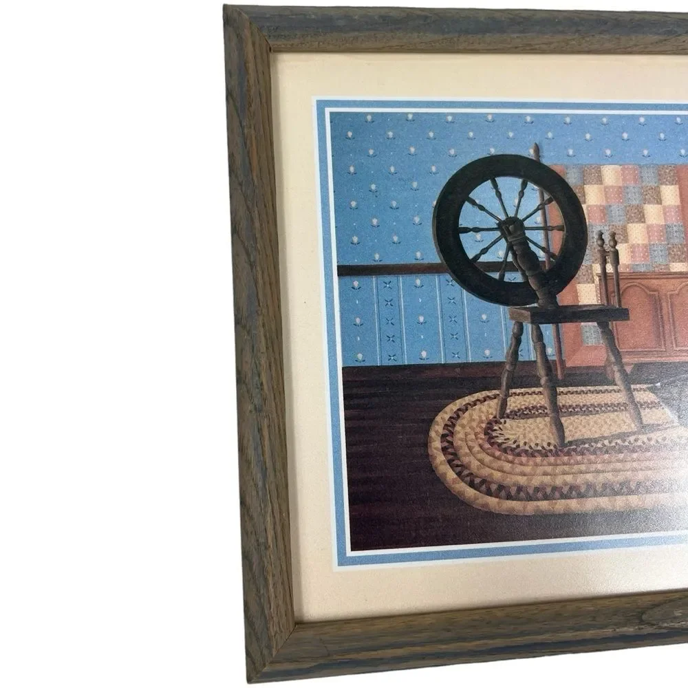 Vintage Moustakos Lithograph Favorite Decoy Framed Spinning Wheel Goose Folk Art